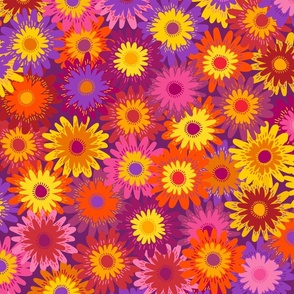 Doodle daisies in bright summer. Jumbo scale