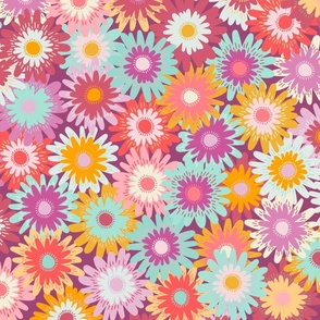 Doodle daisies in sorbet. Jumbo scale