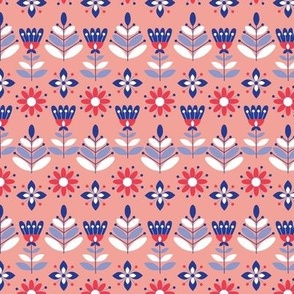 (Small) Scandinavian Flowers - Red White Blue - Independence day - 4th of July 