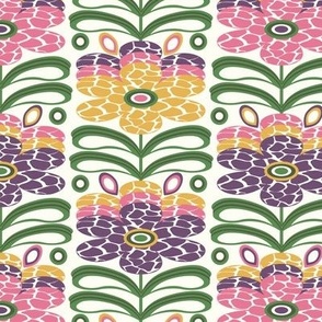 (Small) Abstract Giraffe Print Daisy Flowers in pink, green, purple