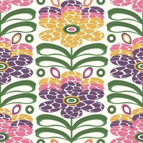 (Medium) Abstract Giraffe Print Daisy Flowers in pink, green, purple