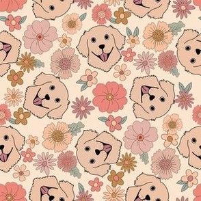 SMALL Labrador Boho Floral fabric beautiful blossoms fabric  6in