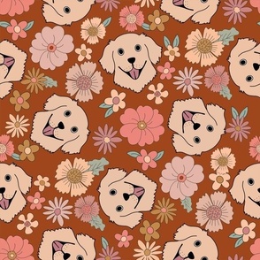 XLARGE Labrador Boho Floral fabric beautiful blossoms fabric  12in