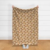 XLARGE Dachshund boho floral dog fabric - boho flowers cream 12in