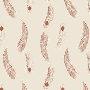 Hand Drawn Feather Pattern in Russet on Cream (MEDIUM)_B23036R02B