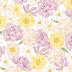 Pastel Blooms on White