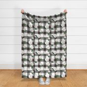 White Roses with Brown Buffalo Plaid Back