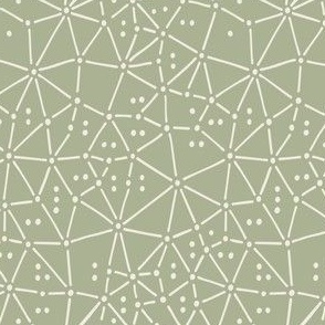 Sticks And Stones _ Creamy White, Light Sage Green _ Abstract Geometric