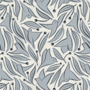 birds and berries _ creamy white_ raisin black_ french gray _ all over print