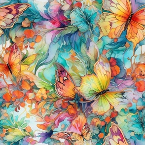 Whimsical Butterflies and Flowers