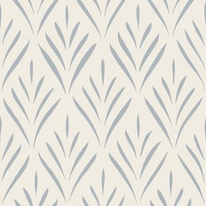 diamond leaves _ creamy white_ french grey blue 02 _ traditional hand drawn