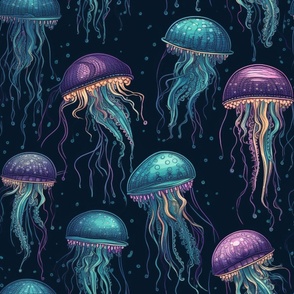 Purple and blue jellyfish 