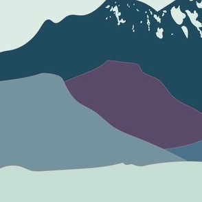 Stacked Mountains in blues greys and purple