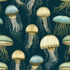 Golden and Navy Jellyfish