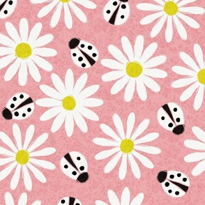 Daisies and Ladybirds Pink Large