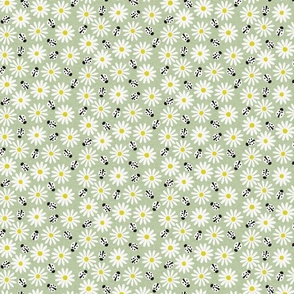 Daisies and Ladybirds Sage Green Small