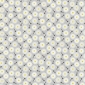Ditsy Daisies and Ladybirds Grey Small