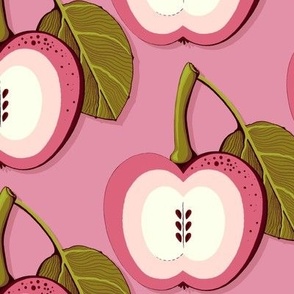 Pink apple on a pink background, Large scale