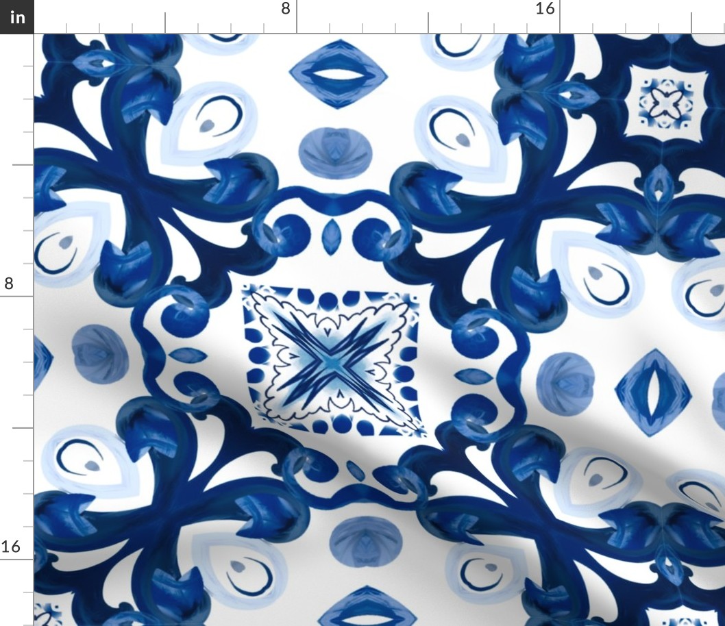 Blue tiles,Sicilian,majolica, mosaic art 