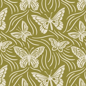 Butterfly Flutter in chartreuse - 12x12