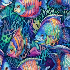 Rainbow Fish Fabric, Wallpaper and Home Decor