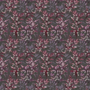 purple plum branches and flowers warm gray 6in
