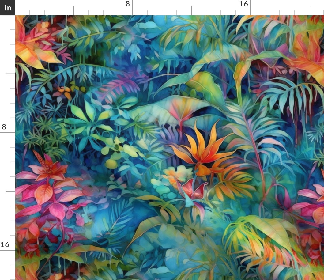 Watercolor Plants and Flowers in Exotic Colors