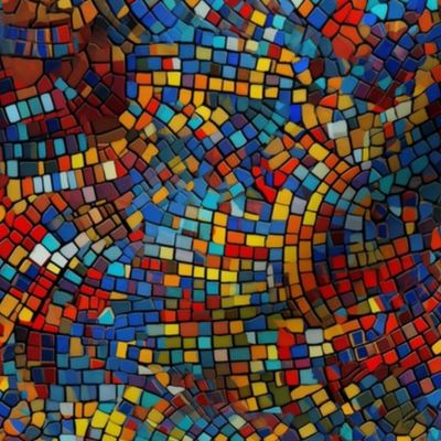 Mosaic Tiles in the style of abstracted cityscapes - Primary Colors