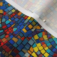 Mosaic Tiles in the style of abstracted cityscapes - Primary Colors