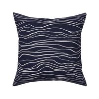 Wavy Mountain Stripes White On Navy Blue