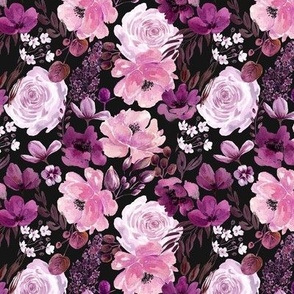 Floral Chaos - Dark Purple S