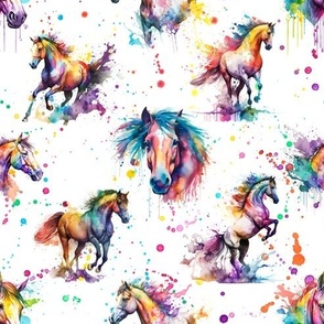 Rainbow Horses Over Rainbow Splatters