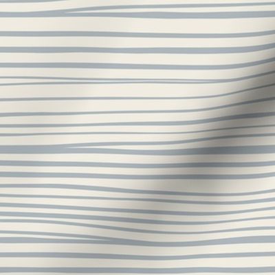 Hand Drawn Horizontal Stripes | Creamy White, French Grey Blue | Contemporary Coastal