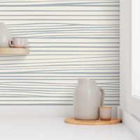 Hand Drawn Horizontal Stripes | Creamy White, French Grey Blue | Contemporary Coastal