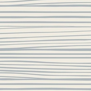 Hand Drawn Horizontal Stripes | Creamy White, French Grey Blue | Contemporary Coastal