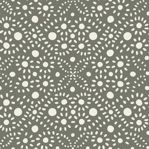 hand drawn pattern dots _ creamy white, limed ash green _ polka dot