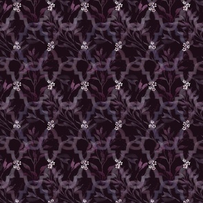 purple plum trellis on maroon 6in