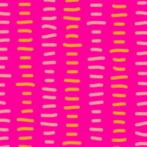 Pink and Orange Lines on Bright Pink Background- Medium Scale