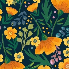 Buttercups - midnight - large