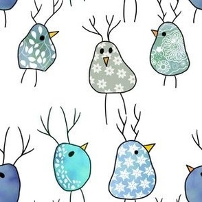 Reinbirds - blue - christmas / autumn / winter / robins  6x6