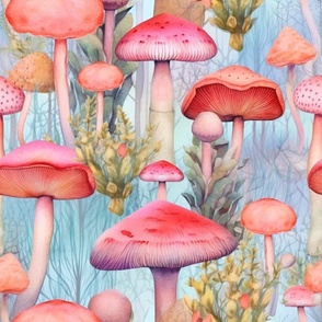 bohemian mushrooms watercolor pastels