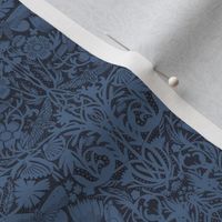 MINI Hidden Garden Art Deco Birds and Blooms wallpaper - midnight blue 6in