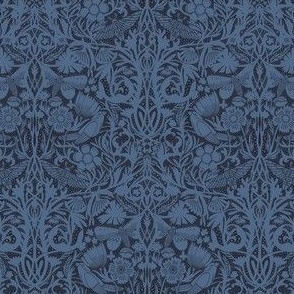 MINI Hidden Garden Art Deco Birds and Blooms wallpaper - midnight blue 6in