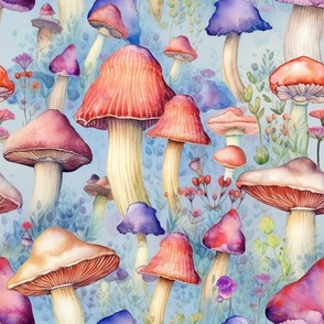 Bohemian mushrooms watercolor 