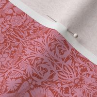 MINI Hidden Garden Art Deco Birds and Blooms Wallpaper Clay and Pink 6in