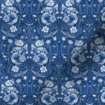 MINI Hidden Garden Birds and Blooms Wallpaper Blue 6in