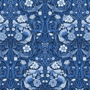 MINI Hidden Garden Birds and Blooms Wallpaper Blue 6in