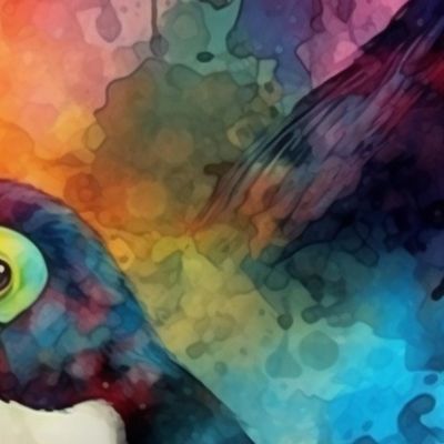 Watercolor Toucan Toucans  Close Up in Stunning Painted Tropical Colors