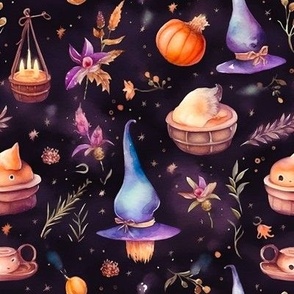 Halloween Aesthetic Whimsical Witchcraft Watercolor - Witchy Things