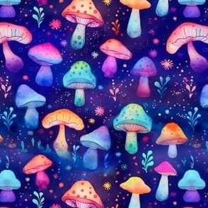 Cute Neon Psychedelic Mushrooms - Trippy Mushrooms - Magic Shrooms